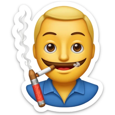 Pon este emoji  🫩 con un cigarro en la boca sticker