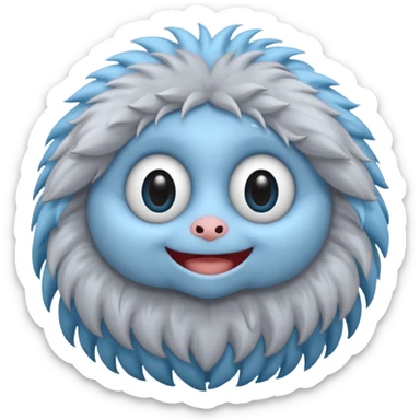 No head..it has 1 eye....stands upright ...wears clothing. is light grey and light blue..looks happy and cuddly... doesnt have a full head.... there is a appendage coming out of top of body with a single large eye sticker