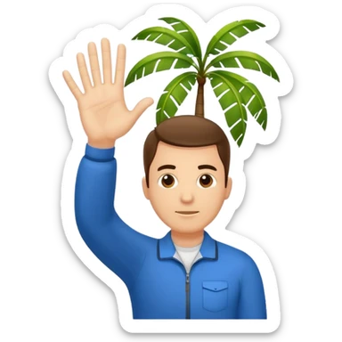 sports coach holding one hand palm down on top and other vertical in the middle of the flat palm under sticker