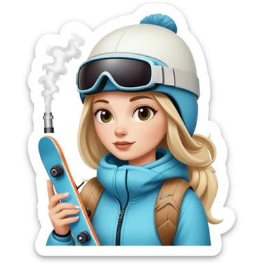 Snowboarding white girl holding a vape sticker