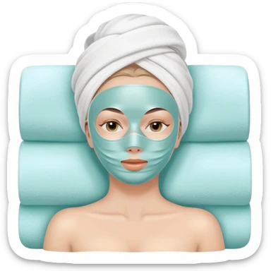 white Lady with face mask spa beauty full face relaxing sticker