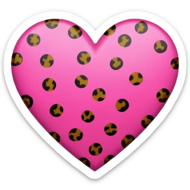 corazón simple color rosa fucsia con manchas de leopardo sticker