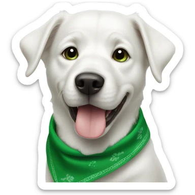 white dog with green bandana sticker