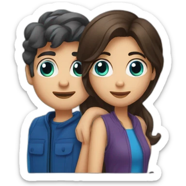 Brune couple yeux bleus  sticker