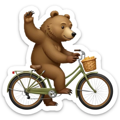 Un oso grizzly de repartidor de comida  en una bicicleta  sticker