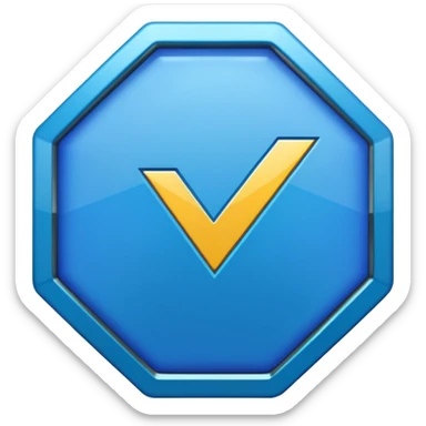 Blue tick in octagon  sticker
