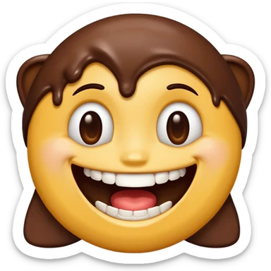 iPhone emoji face smiling with buckteeth that has chocolate on the teeth sticker