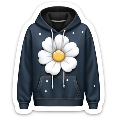 The BLACK Denim Tears Hoodie features a black base with distinctive white open flower spots with empty space in the middle, These hollow ring-like patterns are scattered across. sticker