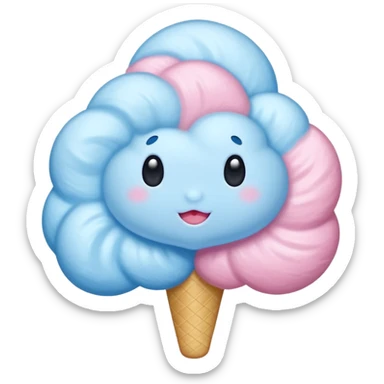 Blue Cloud Cotton Candy – light white puff, oversized and airy. sticker