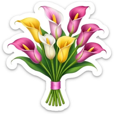 calla lily flower multicolor bouquet sticker