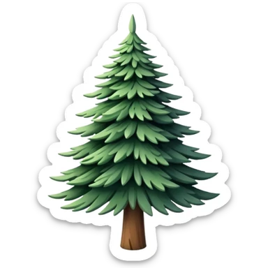 white fir Christmas tree, lush needles, isolated sticker