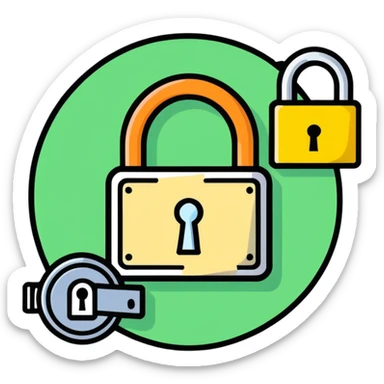 Circle with cash in it and a lock in front of it sticker