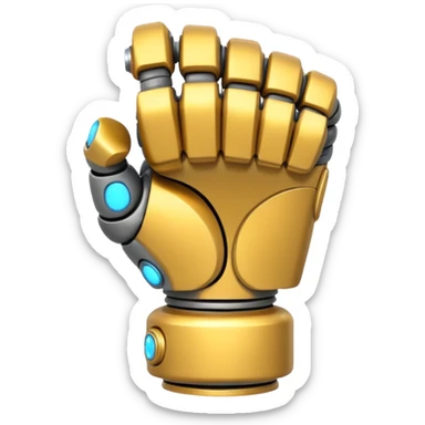 bulky robot fist from the back, metallic, emoji style sticker