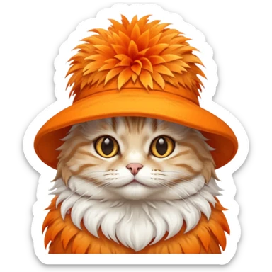 cat with orange feathered hats sticker