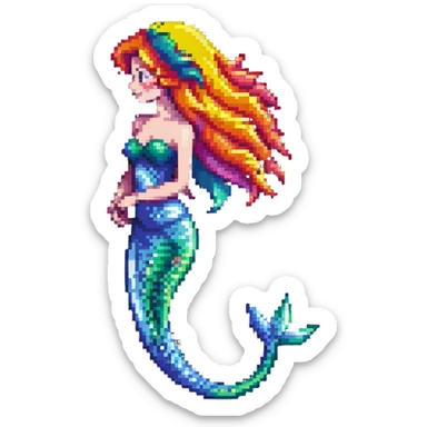Mermaid with colorful tail sticker