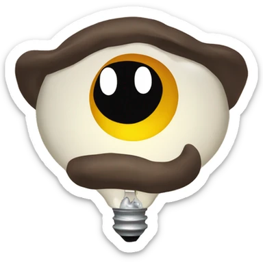 caveman light bulb moment happy but inquisitive - face and light bulb only sticker