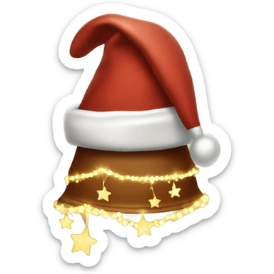 brown santa claus hat with shimmering garland sticker