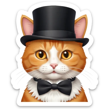 Cat with bow tie and top hat  sticker