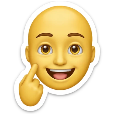 Emoji tête jaune avec un sourire et le doigt à moitié devant le  sticker