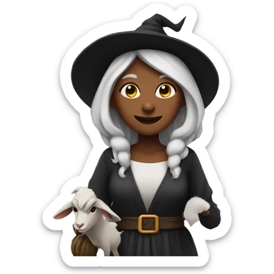 Witch with goat appareance sticker