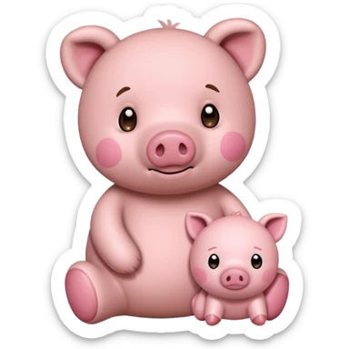 teddy bear and a little pig sticker