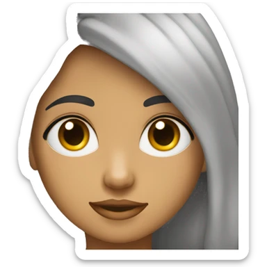 niño con tez morena, pelo rizado media melena negro y ojos grandes sticker