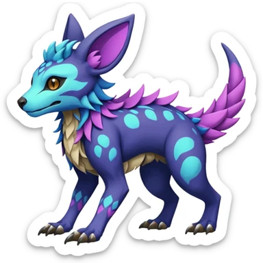 Rare realistic exotic cute epic pretty beautiful handsome gorgeous aesthetic colorful vibrant Vernid-Protogen-Primagen-Wickerbeast-species-Fakemon-creature by LiLaiRa, random markings, tufted ears, full body sticker