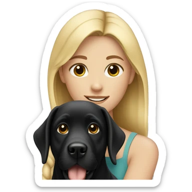 Blonde girl with black Labrador sticker