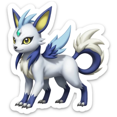 WereGarurumon-Meloetta-Renamon-Absol-fusion-hybrid-creature (full body) sticker
