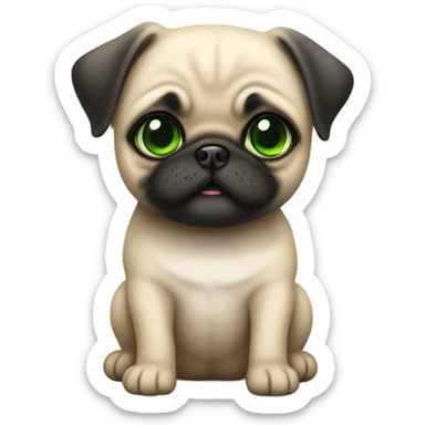 Cute Baby pug with big green eyes smiling  sticker