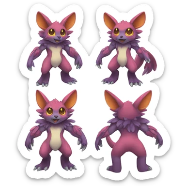 Cute cool colorful fantasy animal hybrid Fakemon full body sticker