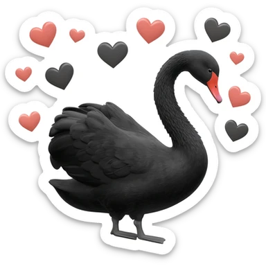 Black and white swan love emoji sticker