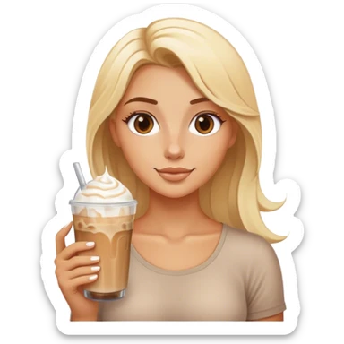 Blonde tanned girl with iced latte sticker