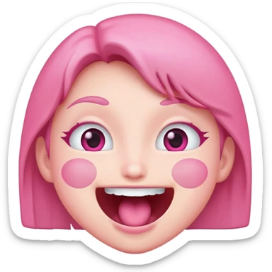 Pink hearted eyes with open mouth sticker