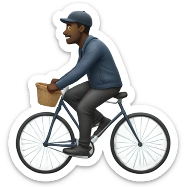 Black man riding bicycle on a foggy day  sticker