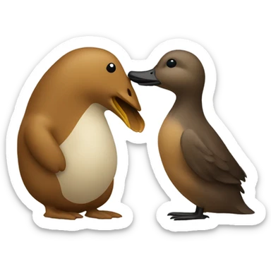 a duck kissing a beaver sticker