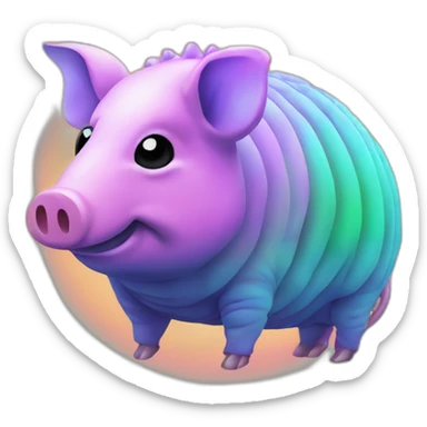 Vaporwave spotted cyan purple green orange gradient pig armadillo cow centipede insect sticker