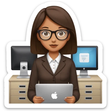 a girl walking into a computer room in an organized manner sticker