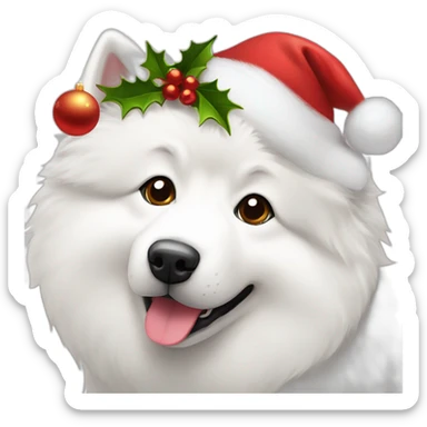 Samoyed dog christmas sticker