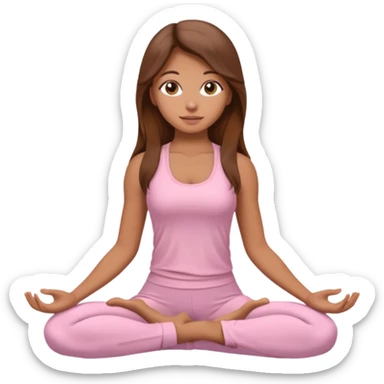 yoga girl with long brown hair light brown eyes in light pink outfit sticker