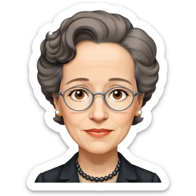 portrait of Hannah Arendt, no glasses, slight smile, neutral background sticker