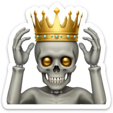 Skull with hands on head and a crown sticker