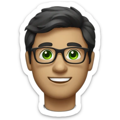 IT guy in round glasses with green eyes and dark hair sticker