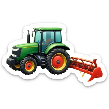 An icon featuring a vibrant rural landscape with a tractor plowing fields, inspired by Farming Simulator 22. The design includes lush green fields, a barn, and a scenic countryside with trees and mountains in the distance. Transparent background sticker