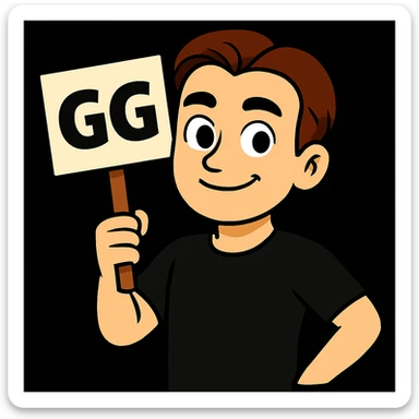 Keep the figure exactly as in the second image but recolor and style it to match the first image's vibrant, clean cartoon style with black outlines, black t-shirt, and light skin tone. Keep the board exactly as in the second image. sticker