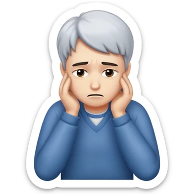 A very sad person who is being asked to do some extra work, he is not willing to do it but will eventually agree sticker