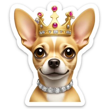 Chihuahua wearing a crown sticker