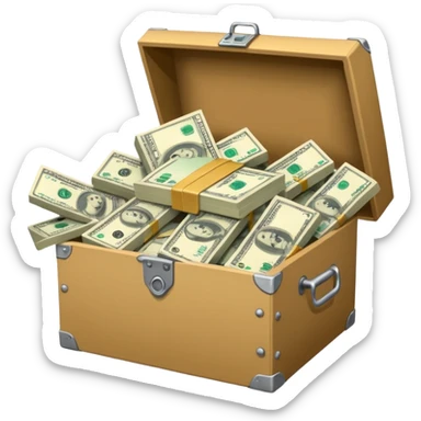 a bunch of preloved stuff in a box, with a small pile of cash notes on the side, indicating that this box is for sale sticker