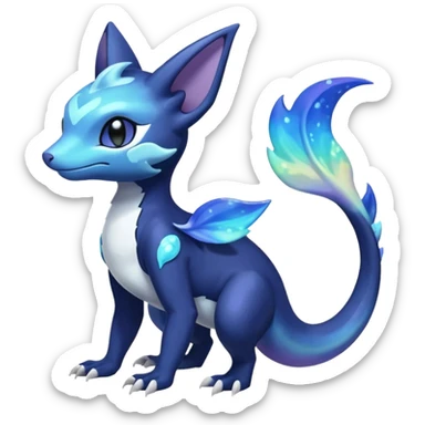 Shiny pastel Nebulae Salandit-Meowstic-Noibat-Fakémon-hybrid-creature (full body)  sticker