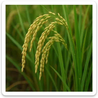 photo realistic rice plant with ears, natural colors sticker